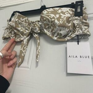 Aila Blue Tan and White Bikini Top